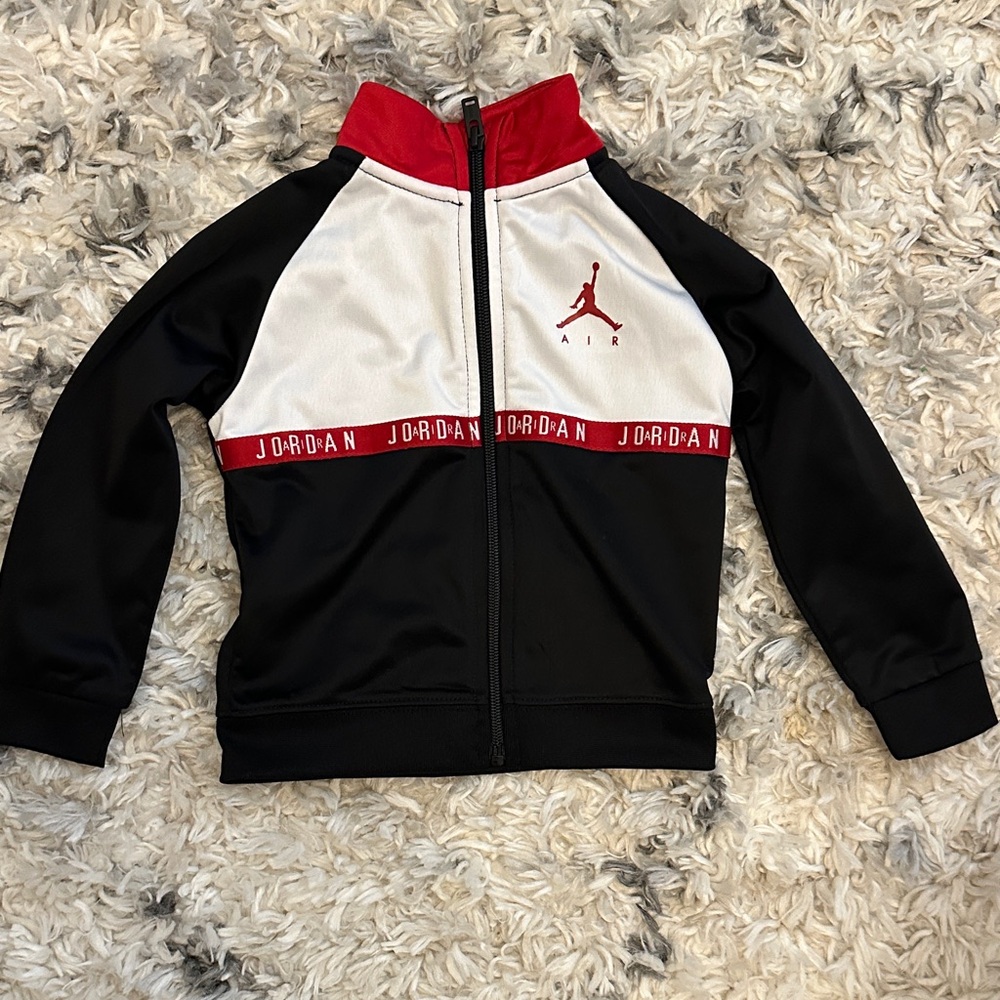 Jordan Kids Black, White, and Red Jacket and pants